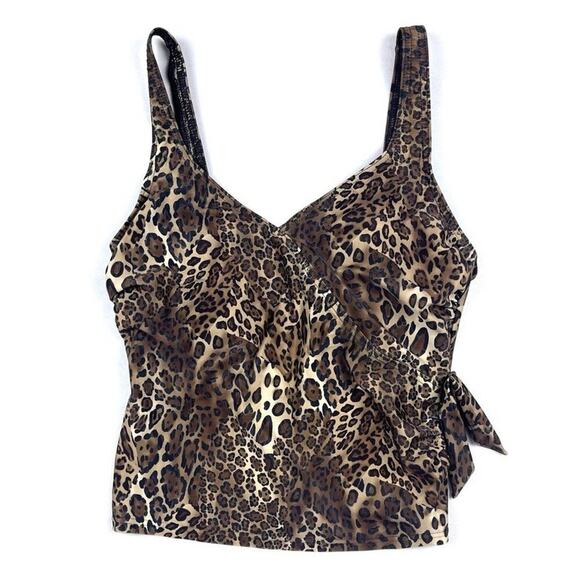 Vintage Real Comfort by Chadwick's Animal Print Wrap Front Bikini Top - Picture 1 of 3